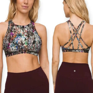 Lululemon Free To Be Serene Sports Bra High Neck Strappy Back Vitalize Multi 4
